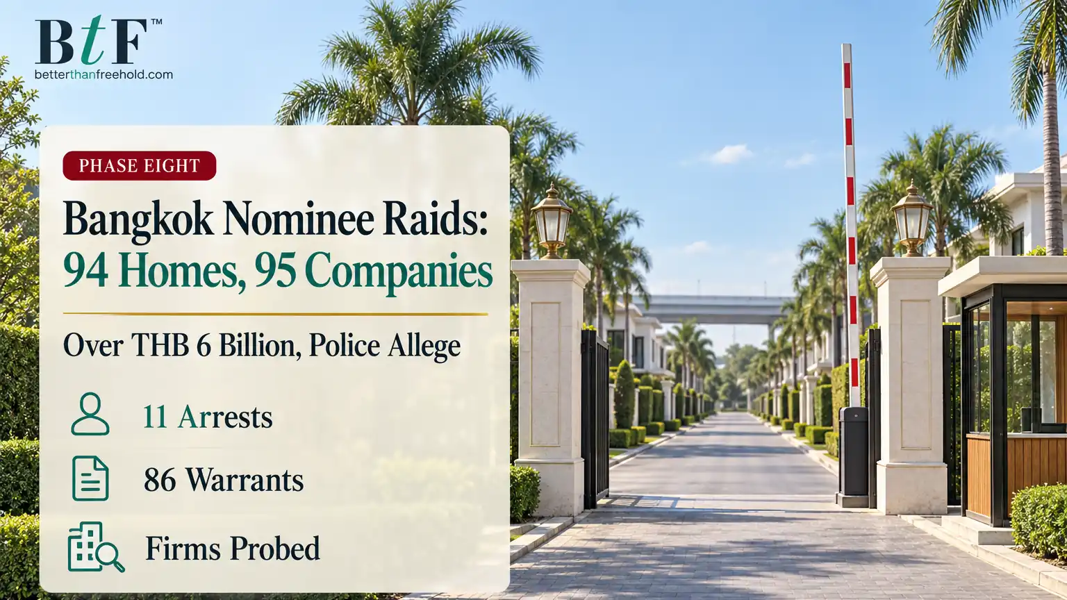 Phase Eight of the Nominee Crackdown Reaches Bangkok's Luxury Estates: 94 Homes, 95 Companies and More Than THB 6 Billion