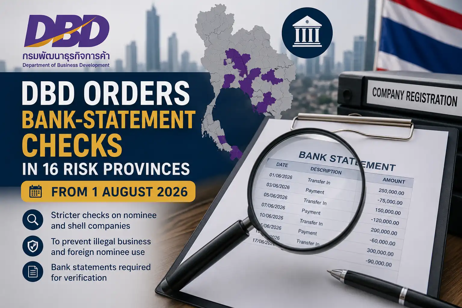 DBD Orders Bank-Statement Checks in 16 Risk Provinces from 1 August 2026