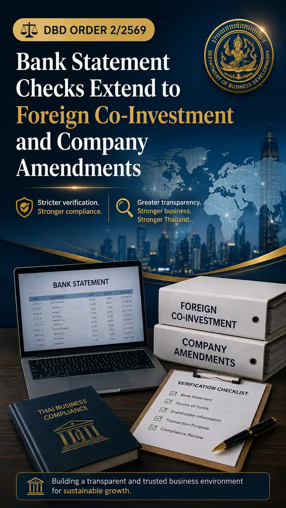 DBD Order 2/2569: Bank Statement Checks Extend to Foreign Co-Investment and Company Amendments
