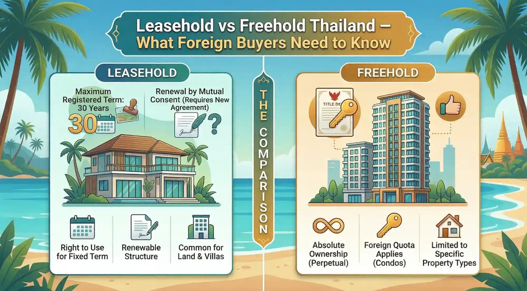 Leasehold vs Freehold Thailand — What Foreign Buyers Need to Know