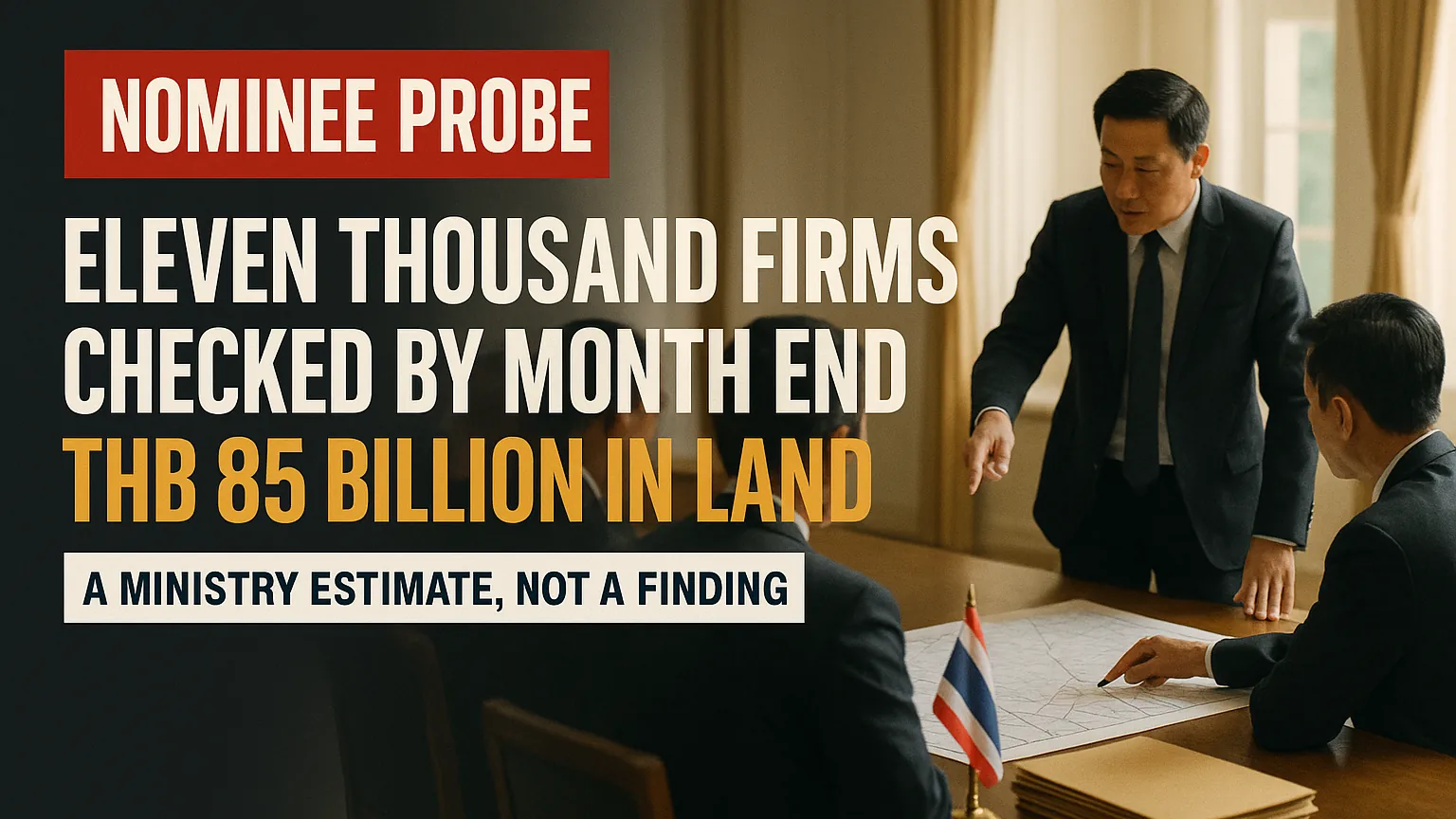 The Interior Ministry Says More Than 11,000 Suspected Nominee Companies Will Be Investigated by the End of September, and the Land at Stake Has Been Revalued at THB 85 Billion