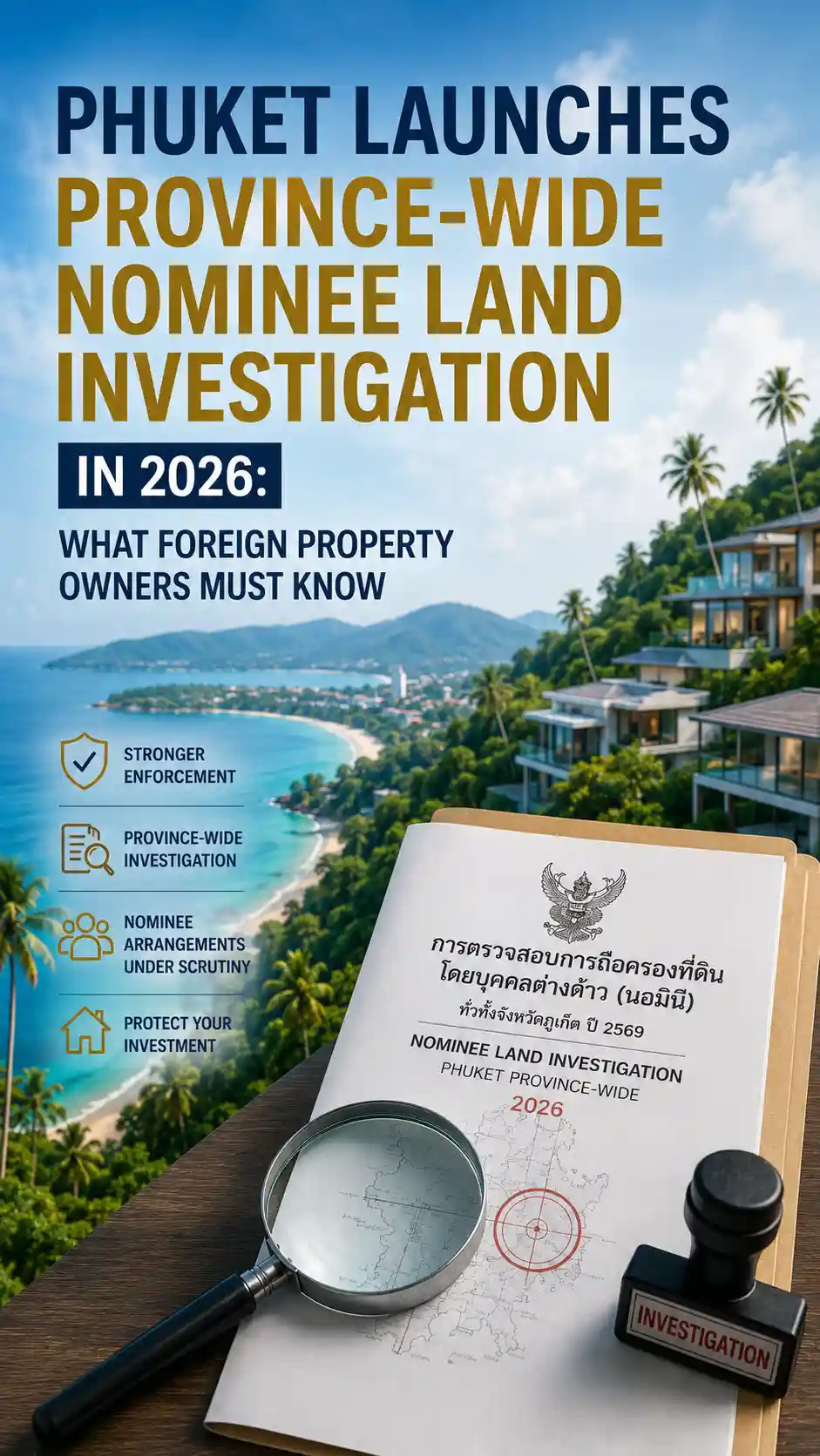 Phuket Launches Province-Wide Nominee Land Investigation in 2026: What Foreign Property Owners Must Know
