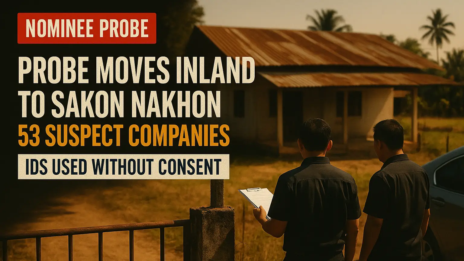 Nominee Probe Moves Inland to Sakon Nakhon: 53 Suspect Companies Built on Villagers' Stolen ID Cards, and Law Firms Named as the Next Target